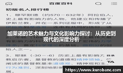 加莱诺的艺术魅力与文化影响力探讨：从历史到现代的深度分析